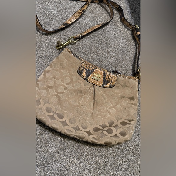 Vintage Coach Canvas Crossbody Bag with Snakeskin Effect Strap - Picture 2 of 4